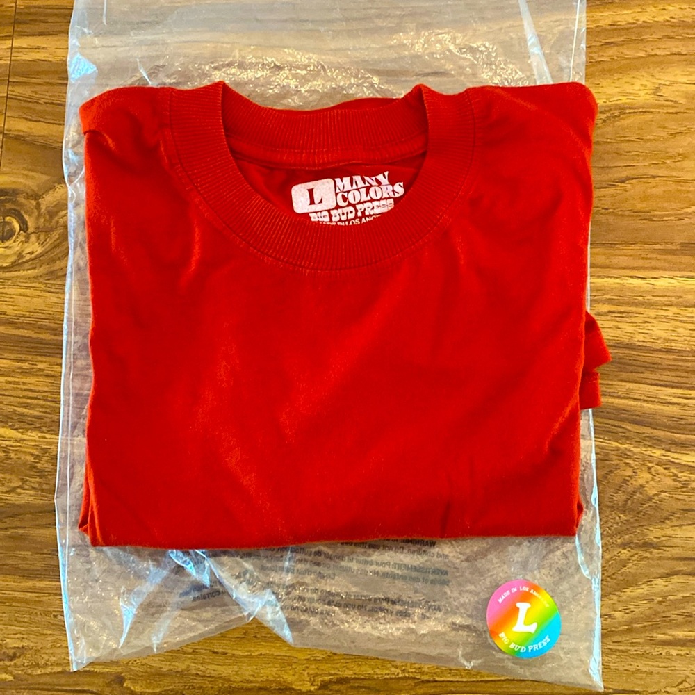 Red, many colors Big Bud Press, Large t shirt, never worn